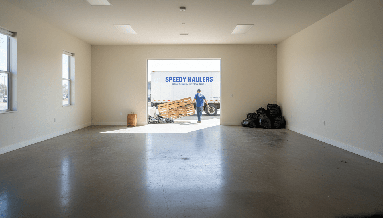 Empty room cleaned out by junk removal service, ready for new use