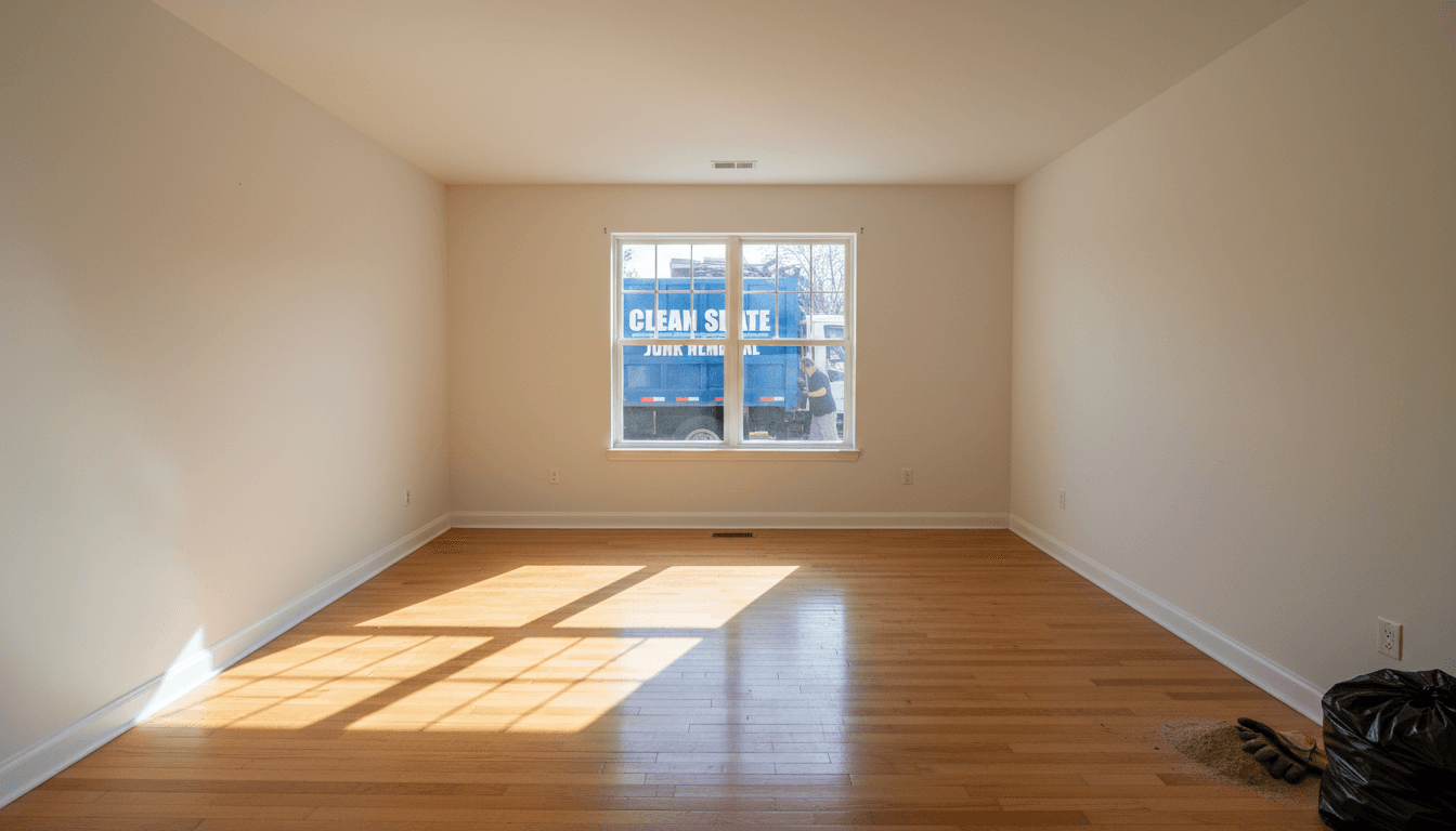 Bright empty room after junk removal